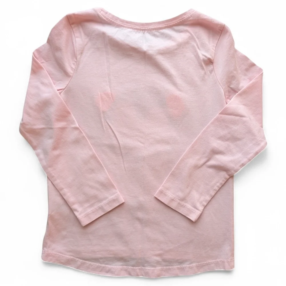 Gymboree Girls Light Pink Penguin Graphic Long Sleeve Tee Cotton Size S (5-6)